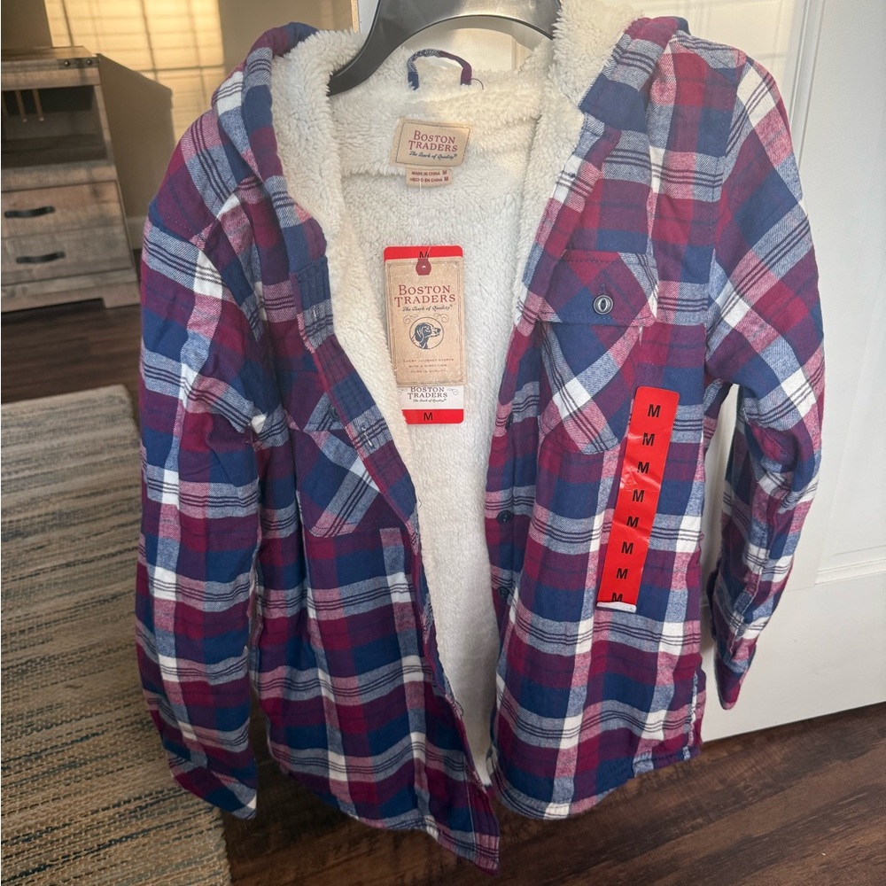 Boston Traders Red and Blue Plaid Shirt Jacket